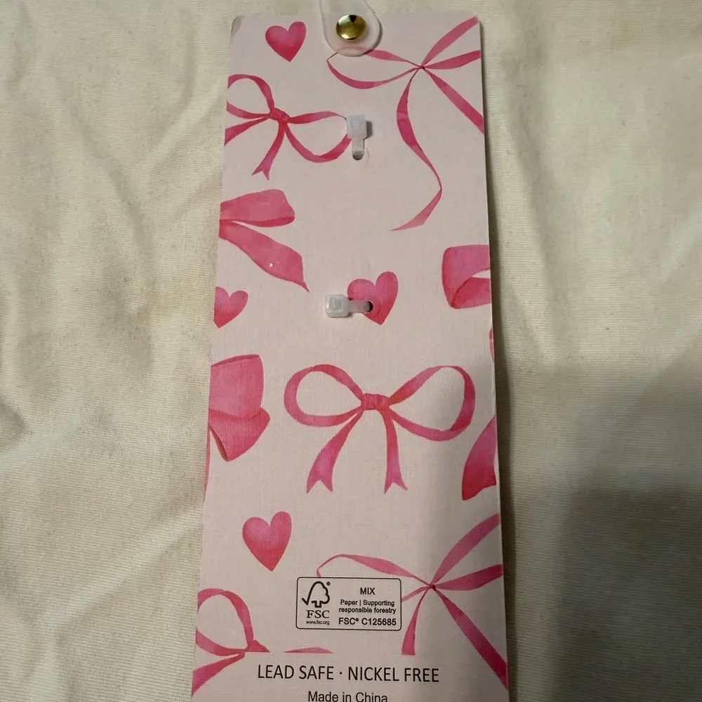 Piper & K Pink Bow Pattern Key & Bag Charm with Gold Hardware - Picture 2 of 2